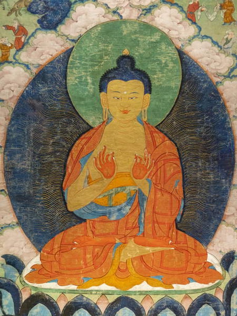 Detail of Buddha and three Jakata by School Tibetan