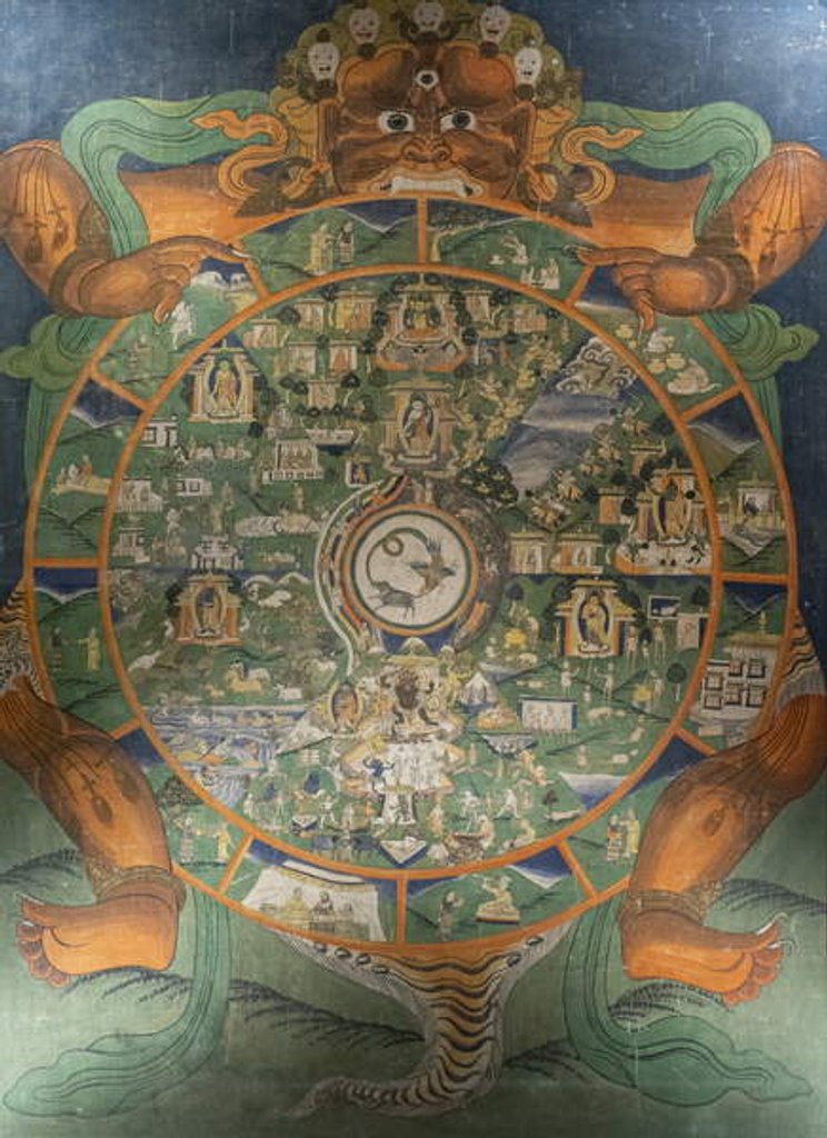 Detail of The Wheel of Life. Tibet. End of the 19th century. by School Tibetan