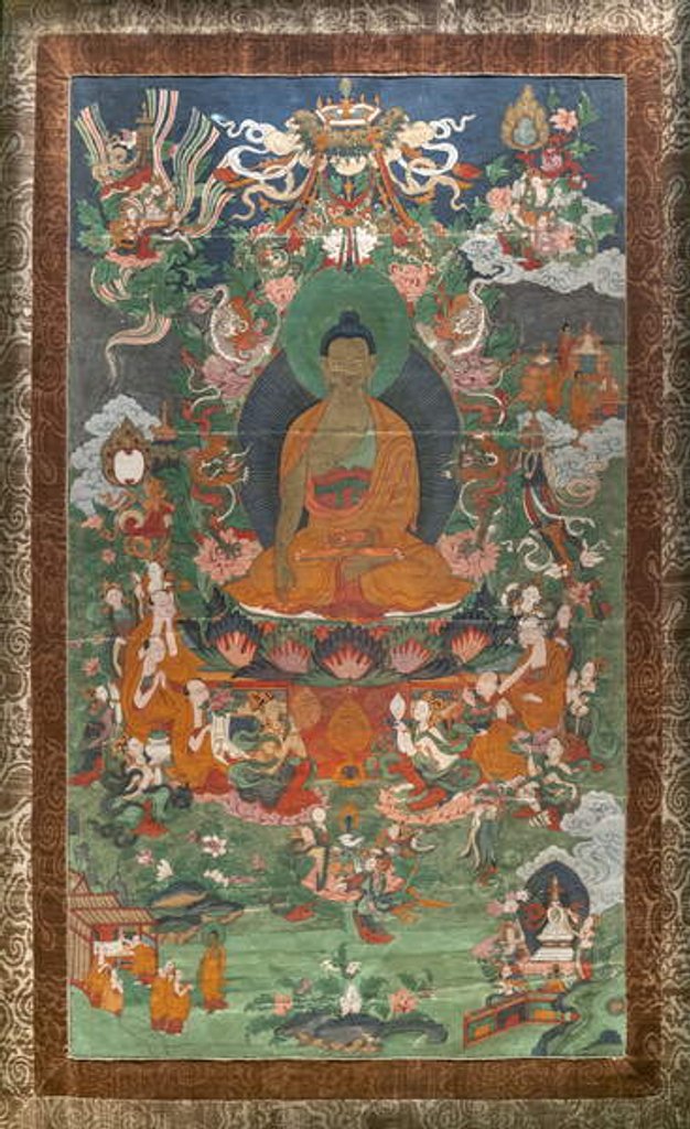 Detail of Invitation to predication and other scenes. East Tibet. Second half of the 19th century. by School Tibetan