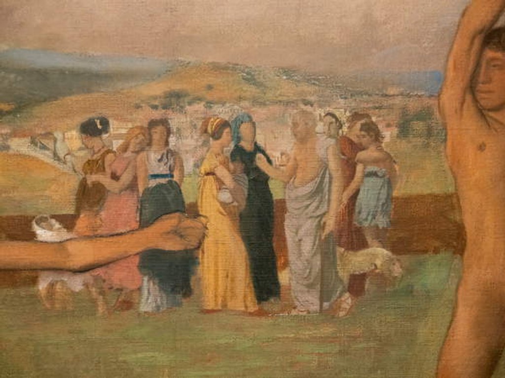 Detail of Little Spartan girls provoking boys. Around 1860-1862, resumed before 1880. by Edgar Degas