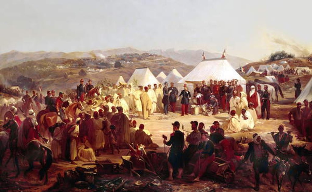 Detail of Conquest of Algeria: surrender of the Beni Raten tribe from Kabylia to French Marshal Randon in 1854 by Alfred Charles Ferdinand Decaen