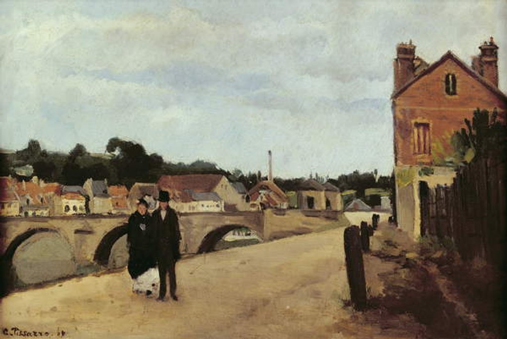 Detail of The Chemin de l'Ecluse and the Pontoise Bridge, 1867 by Camille Pissarro