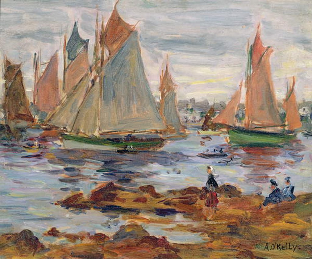 Detail of The Harbour at Concarneau by Aloysius C. O'Kelly