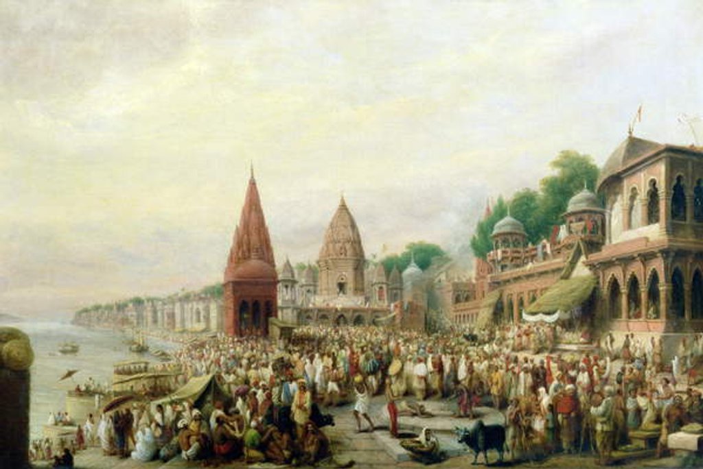 Detail of A View of Dasaswanadh Ghat, Benares, during the Dassera Festival by William Prinsep