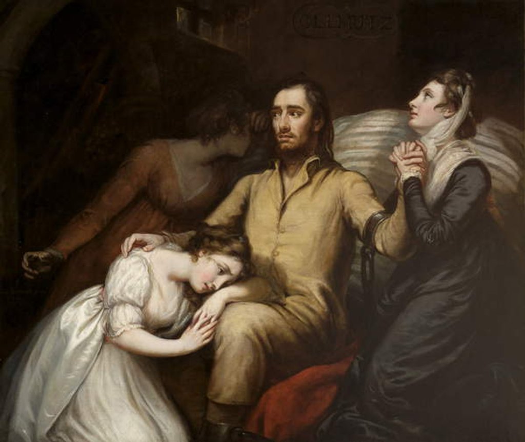 Detail of Lafayette in the Dungeon at Olmütz with his wife and daughters, 1797 by James Northcote