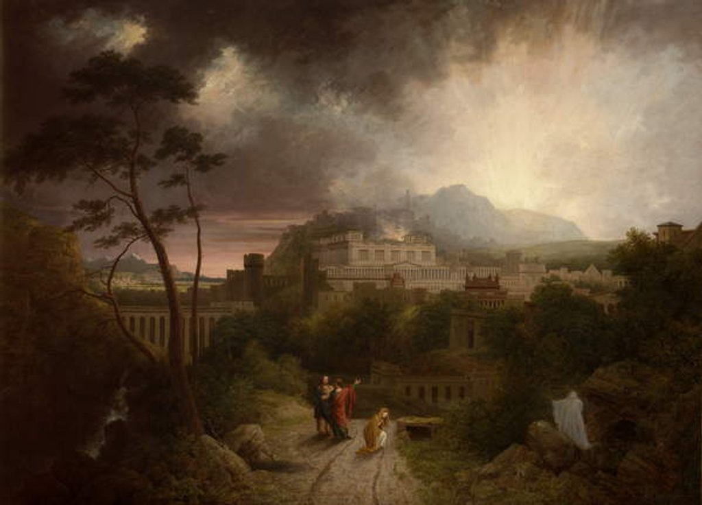 Detail of Christ Appearing to Mary Magdalen with a View of Jerusalem beyond at the Time of the Crucifixion by Thomas Christopher Hofland