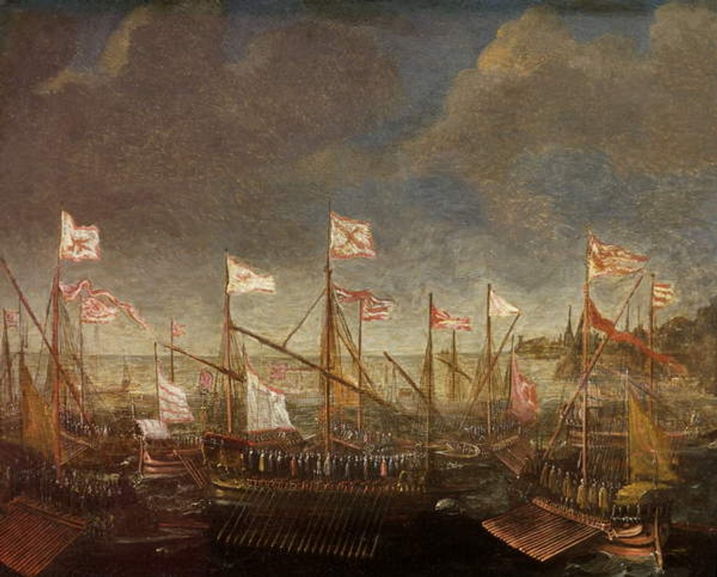 Detail of Mediterranean Seascape with Galleys by Kasper van Eyck