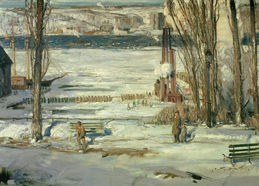 Detail of A Morning Snow - Hudson River, 1910 by George Wesley Bellows