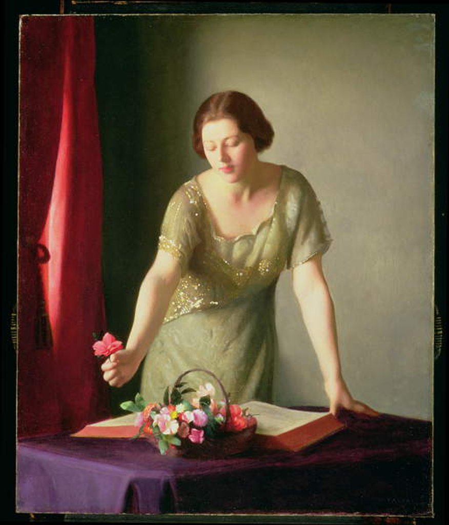 Detail of Girl Arranging Flowers, 1922 by William McGregor Paxton