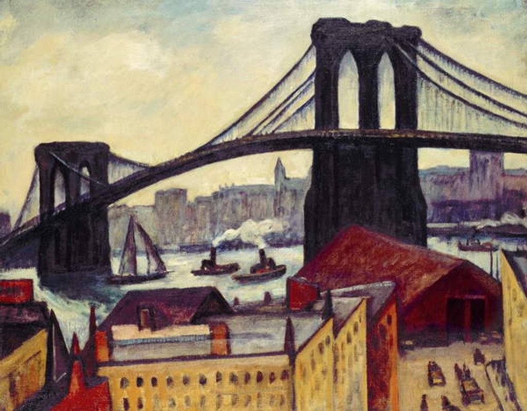 Detail of View of Brooklyn Bridge by Samuel Halpert