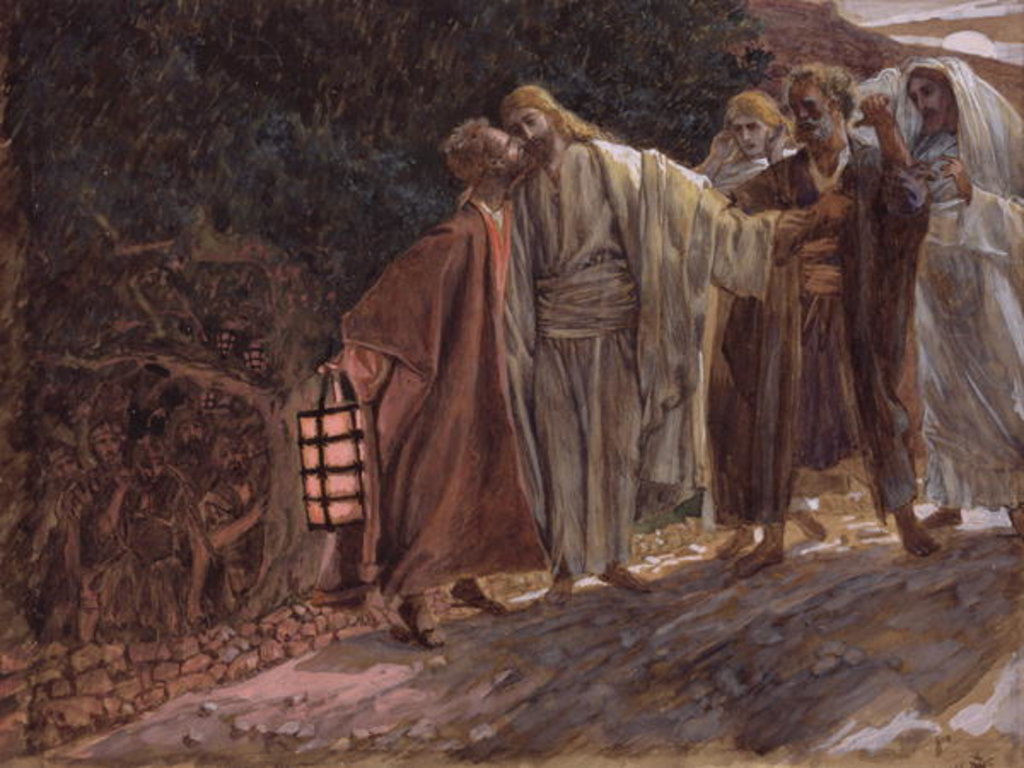 Detail of Hail Master, and He Kissed Him by James Jacques Joseph Tissot