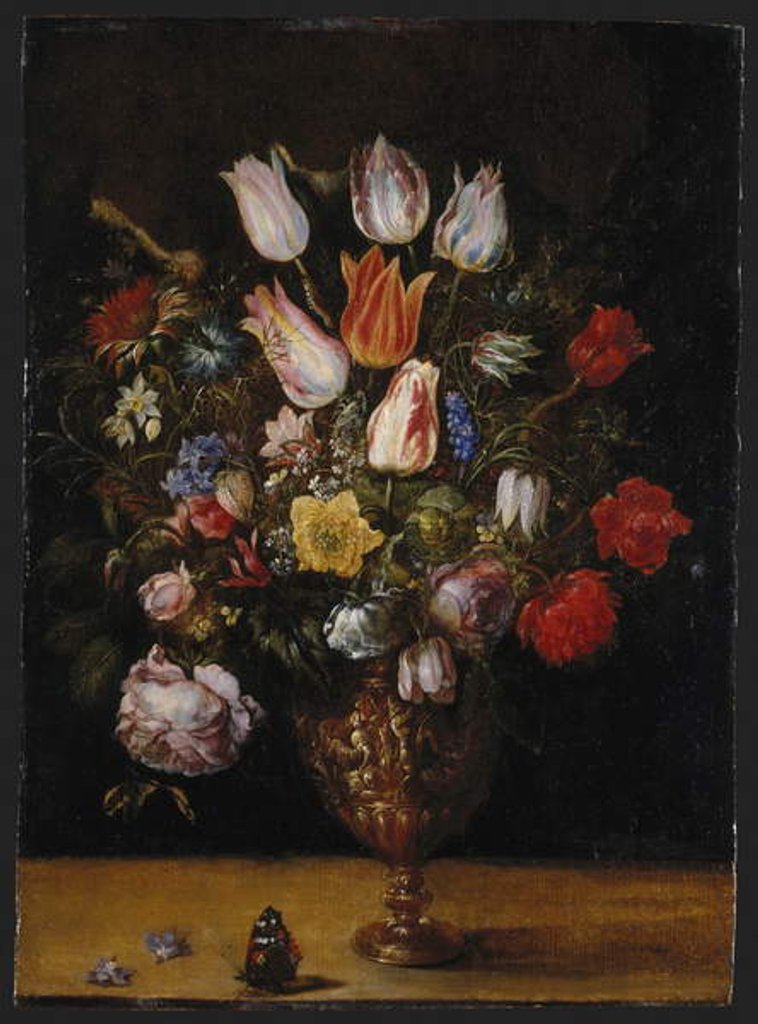 Detail of Flowers in a Vase by Kasper or Gaspar van den Hoecke