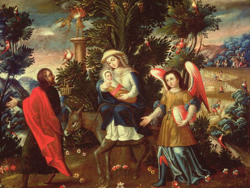 Detail of The Flight into Egypt, mid-18th century by School Peruvian