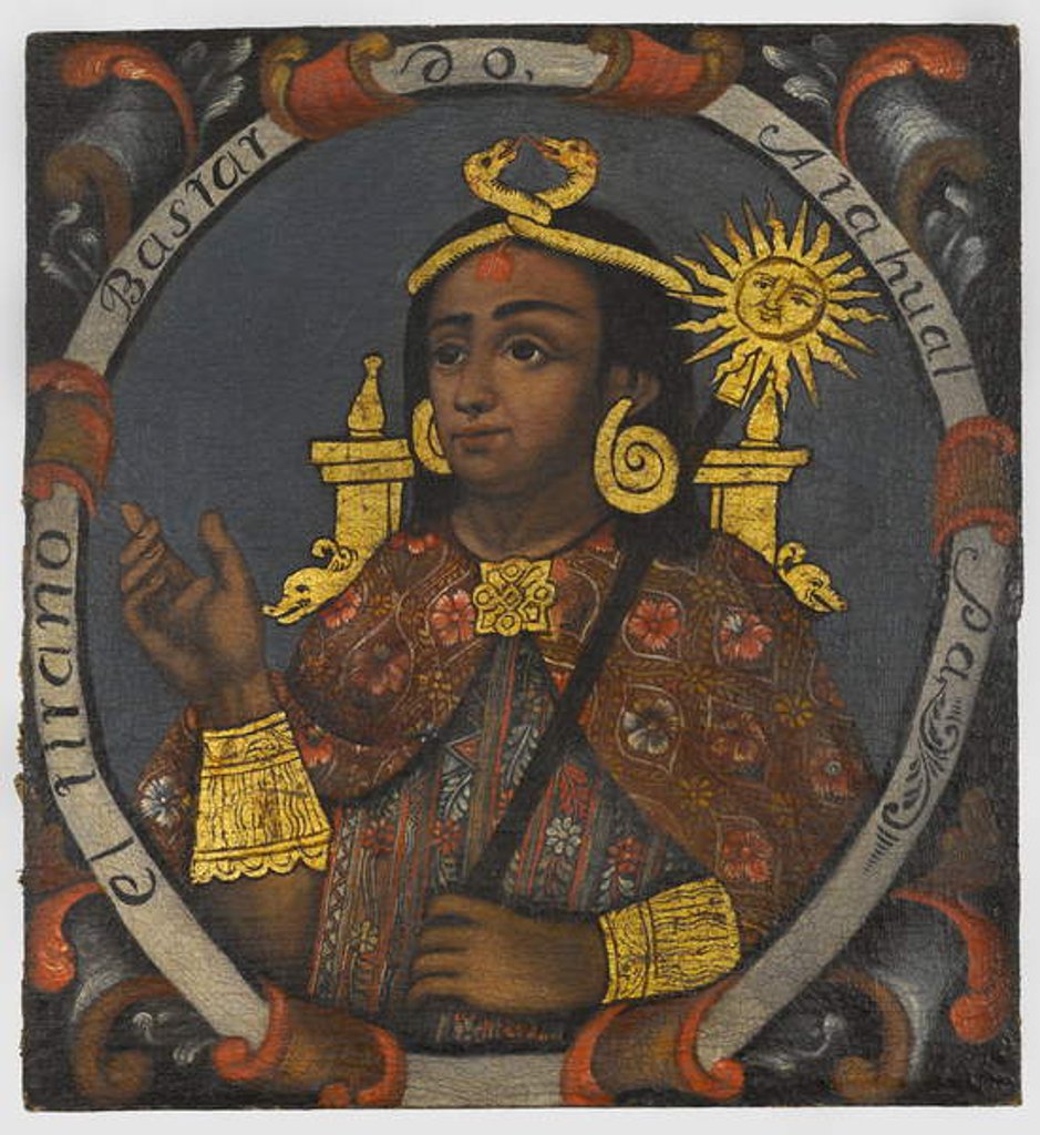 Detail of Atahualpa 14th and last Inca King, mid-18th century by School Peruvian
