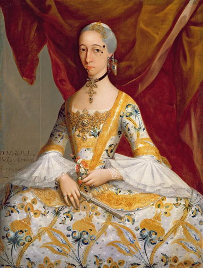 Detail of Dona Maria de la Luz Padilla y Cervantes by Miguel Cabrera