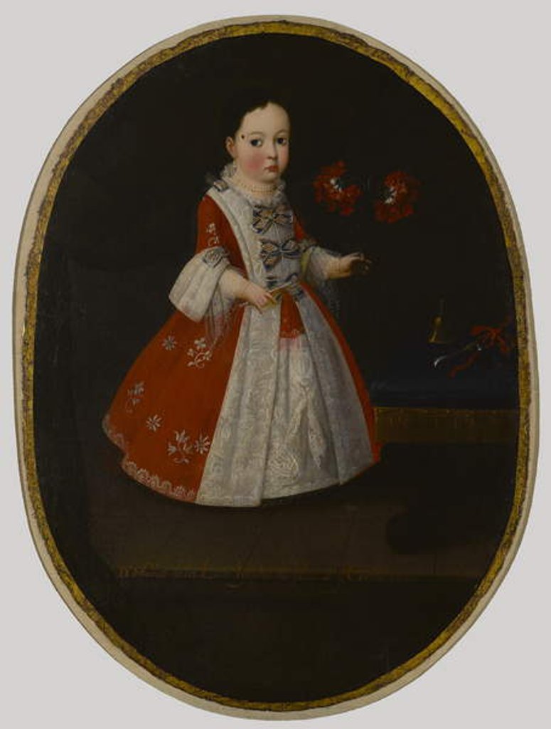 Detail of Dona Maria de la Luz Padilla y Cervantes by Mexican School