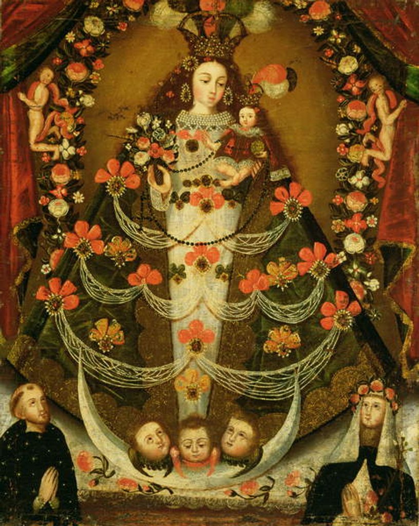 Detail of Virgin of Pomata with St. Nicholas of Tolentino and St. Rose of Lima by School Peruvian