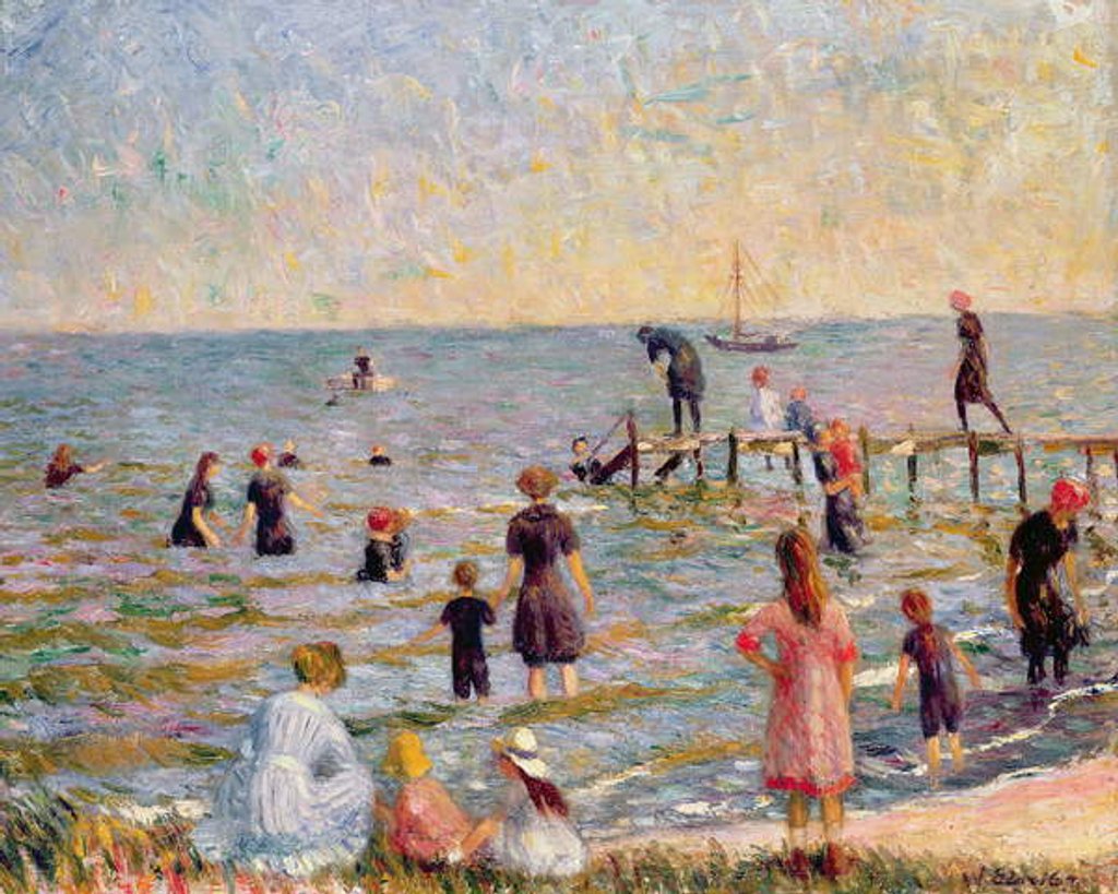 Detail of Bathing at Bellport, Long Island, 1912 by William James Glackens