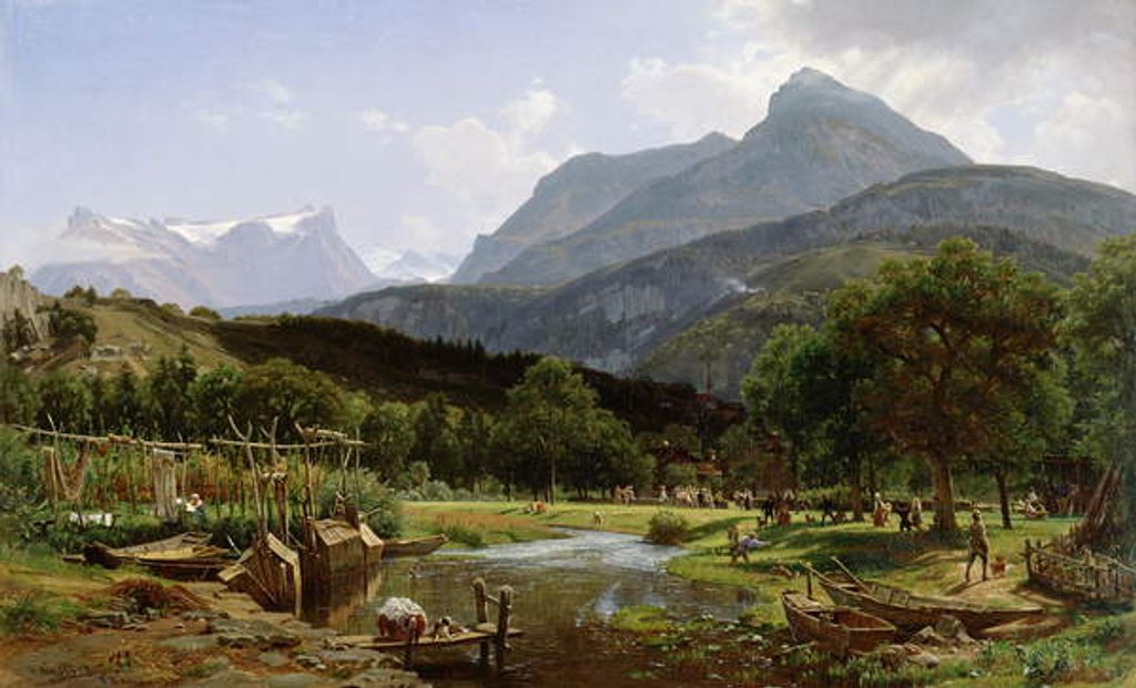 Detail of View Near Brunnen on Lake Lucerne, Switzerland, 1857 by Thomas Worthington Whittredge