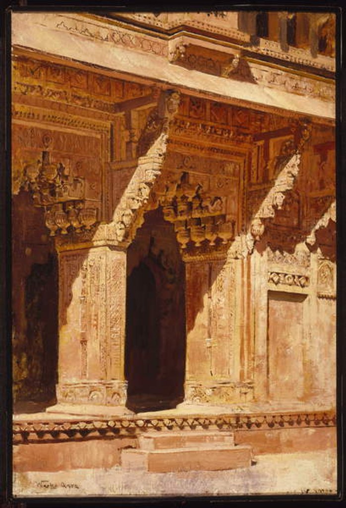 Detail of Curiously Wrought Red Sandstone Arches, Fort Agra, India, c.1885-95 by Edwin Lord Weeks