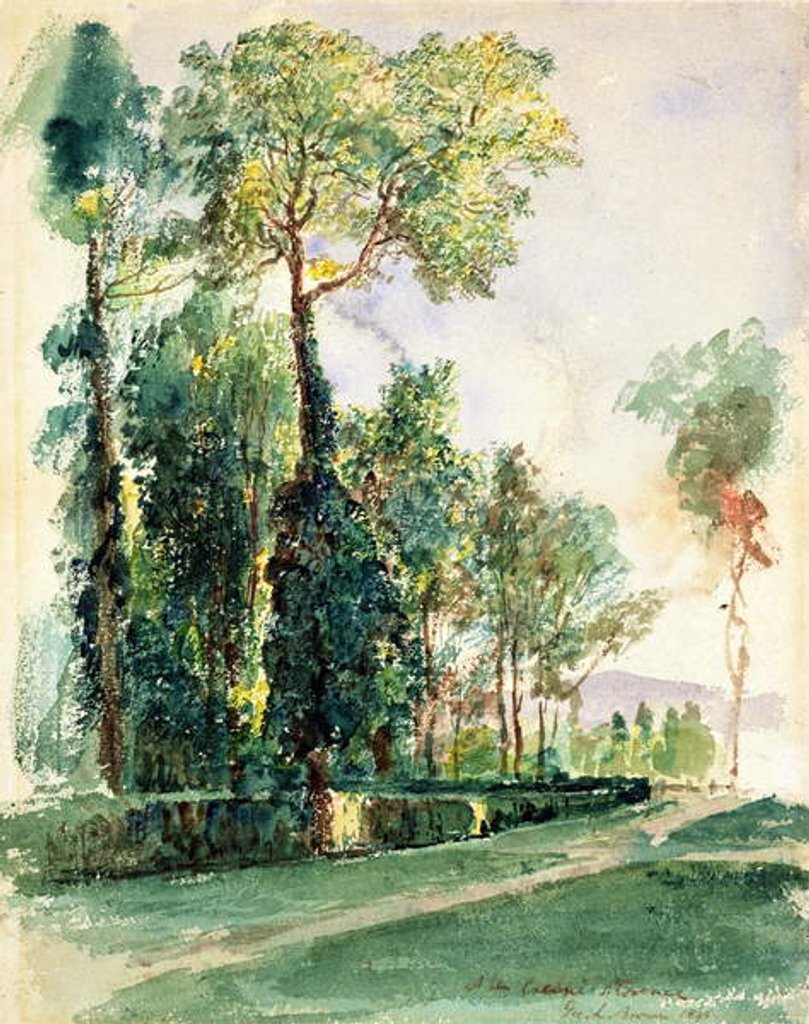 Detail of At the Cascine, Florence, 1845 by George Loring Brown