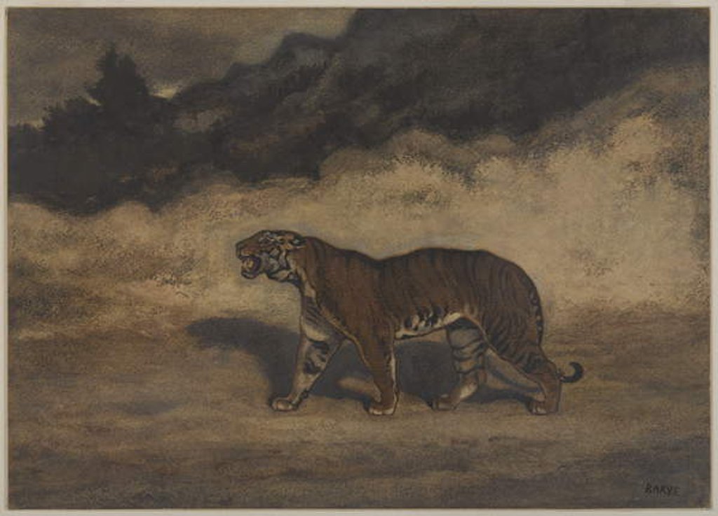 Detail of Tiger Walking to the Left by Antoine Louis Barye