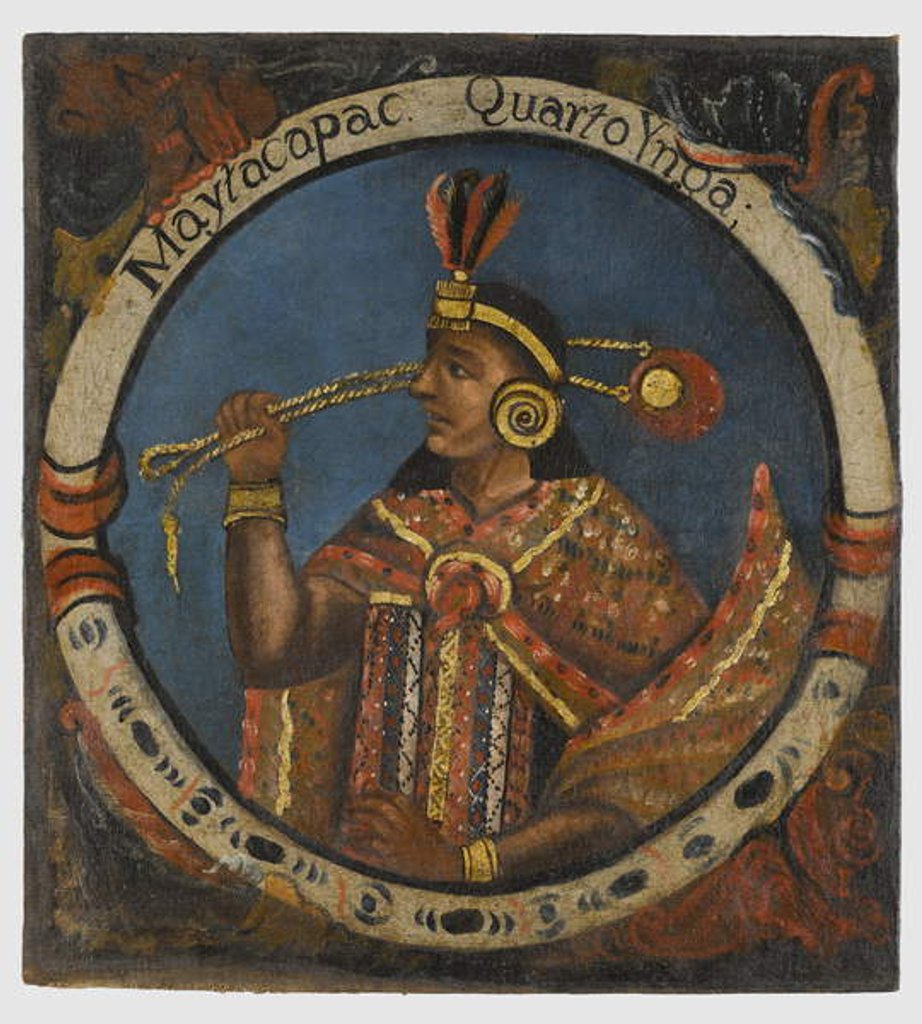 Detail of Mayta Capac, Fourth Inca King, mid 18th century by School Peruvian