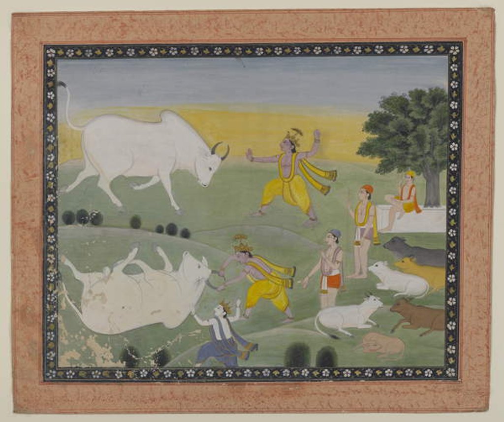Detail of Krishna Defeating the Bull Demon by Indian School