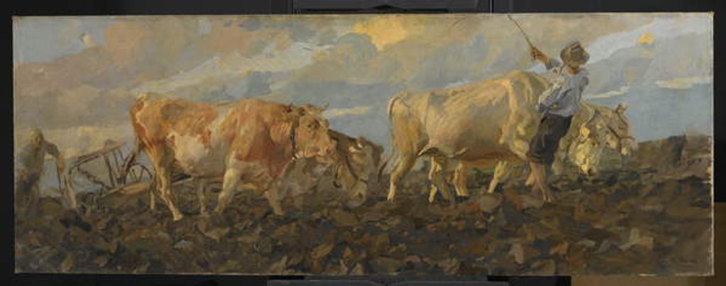 Detail of Oxen Ploughing, 1911 by Ettore Tito