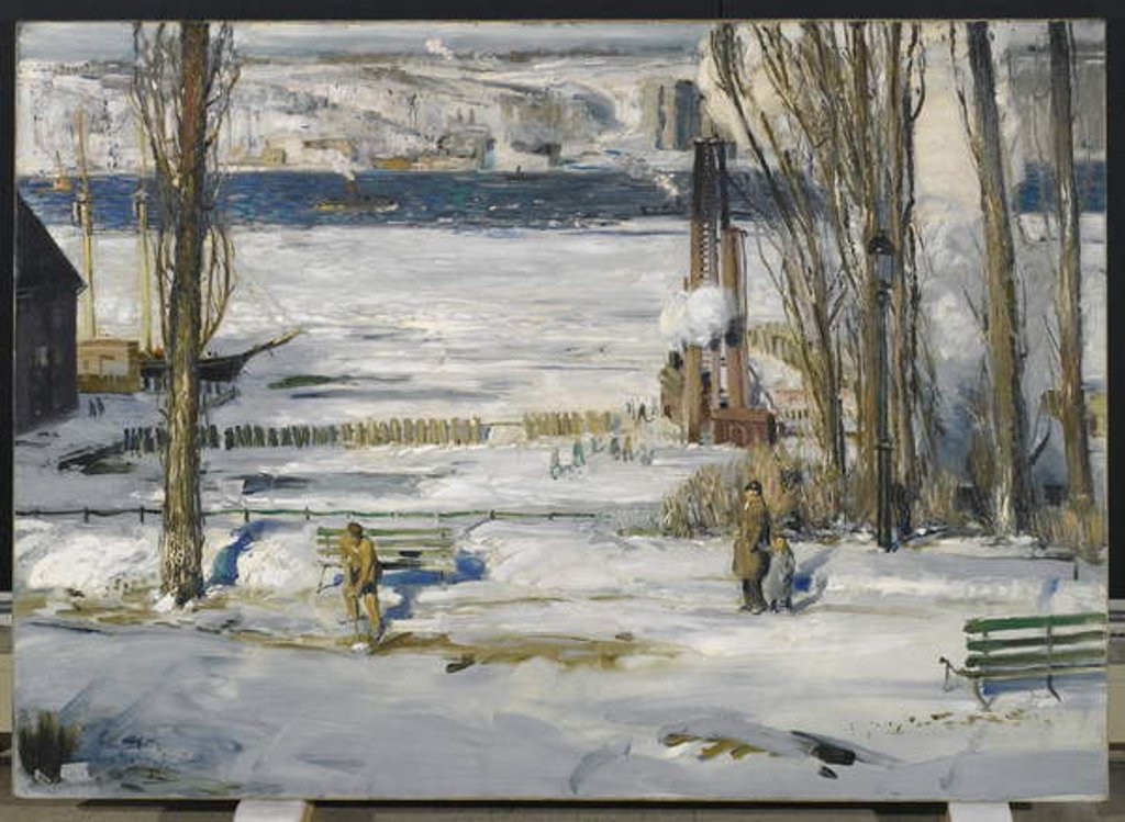 Detail of A Morning Snow--Hudson River, 1910 by George Wesley Bellows