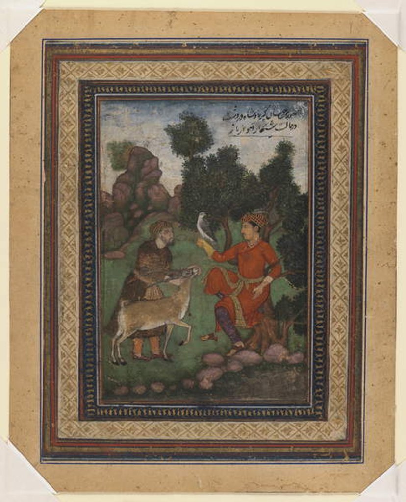 Detail of A falconer and a gamekeeper, c.1600 by School Indian