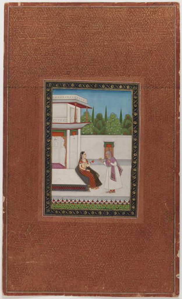 Detail of A lady and her elderly servant, 1875-1900 by Indian School