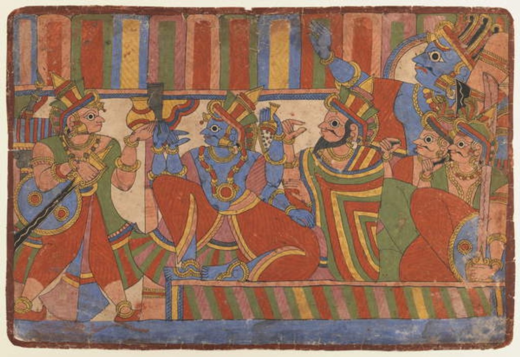 Detail of Krishna counsels the Pandava leaders, c.1830-50 by Indian School