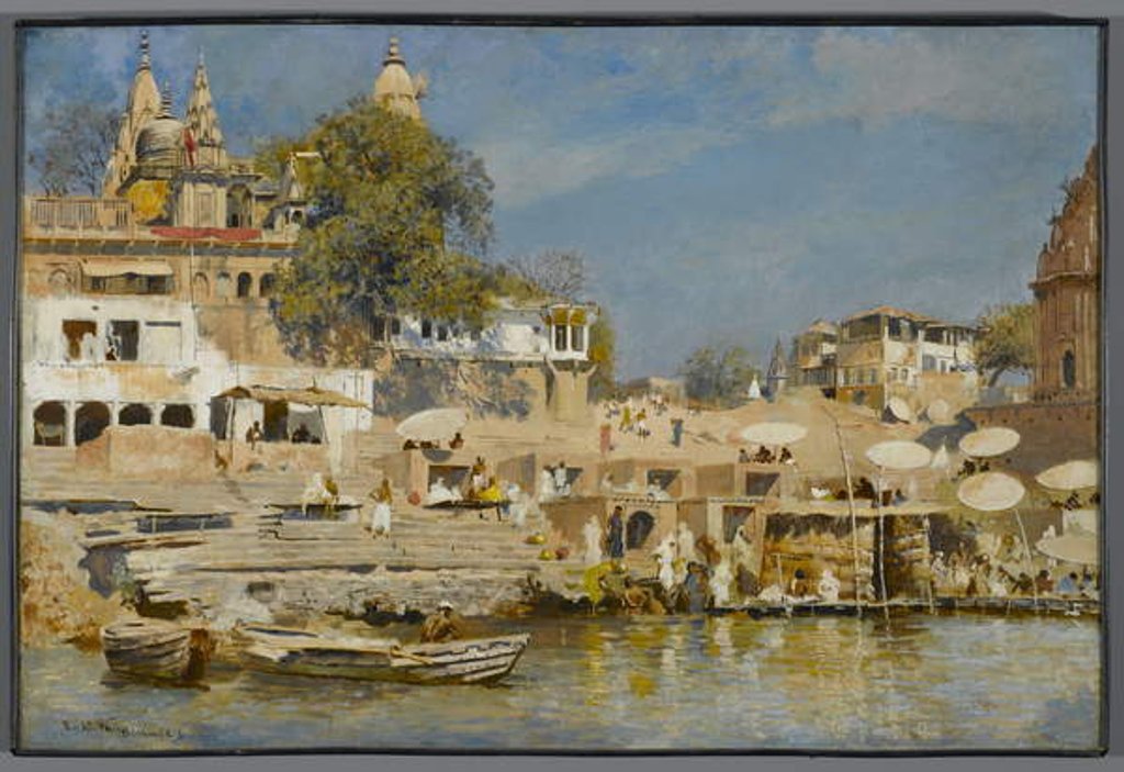 Detail of Temples and bathing ghat at Benares, 1883-85 by Edwin Lord Weeks