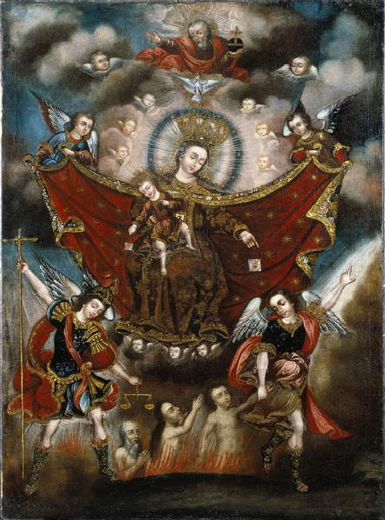 Detail of The Virgin of Carmel Saving Souls in Purgatory by Diego Quispe (circle of) Tito