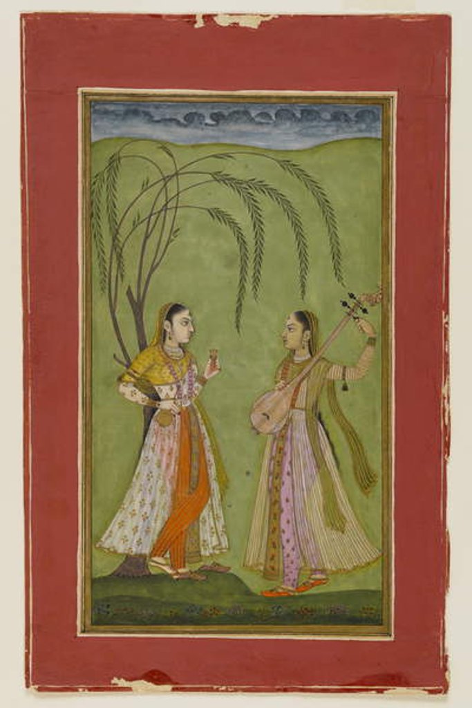 Detail of Two ladies in a landscape, c.1725 by Indian School