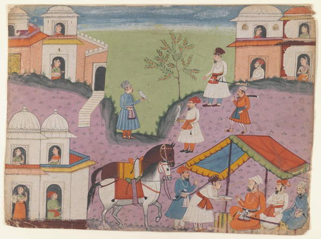 Detail of Courtiers' escapades, page from an unidentified narrative series, c.1670 by Indian School