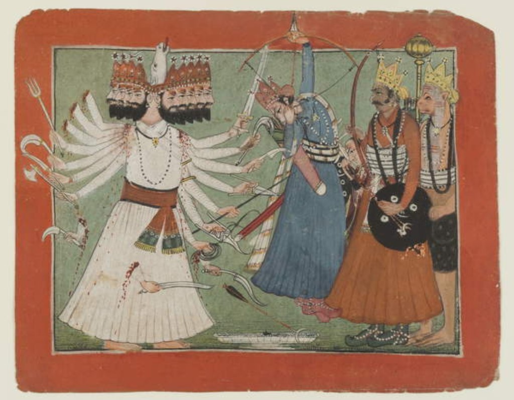 Detail of Ravana challenges Rama's army, c.1750 by Indian School
