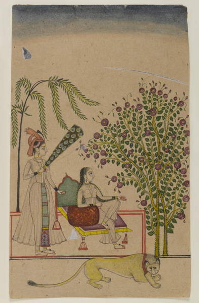 Detail of Seated Princess with Attendant and Lion, c.1750 by Indian School