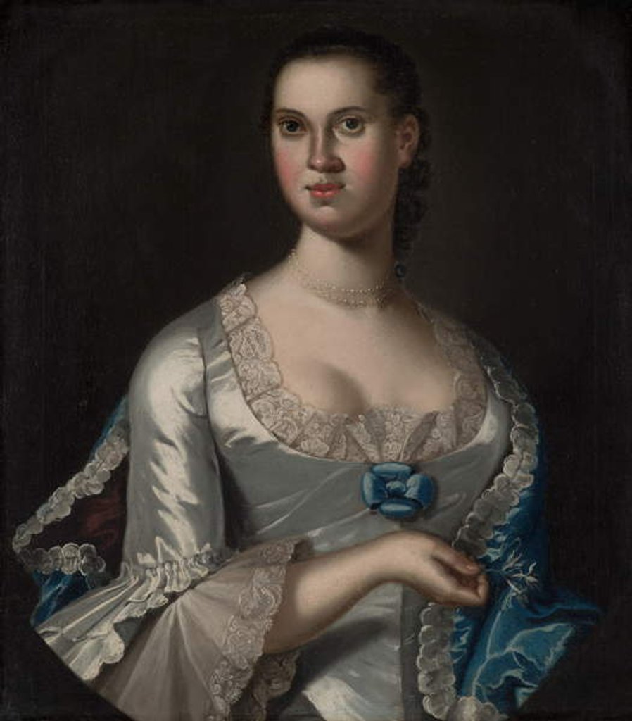 Detail of Mrs. Elizabeth Smith, 1762 by John Hesselius