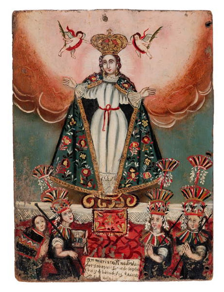 Detail of The Virgin Mary with Indian donors, 1752 by Bolivian School