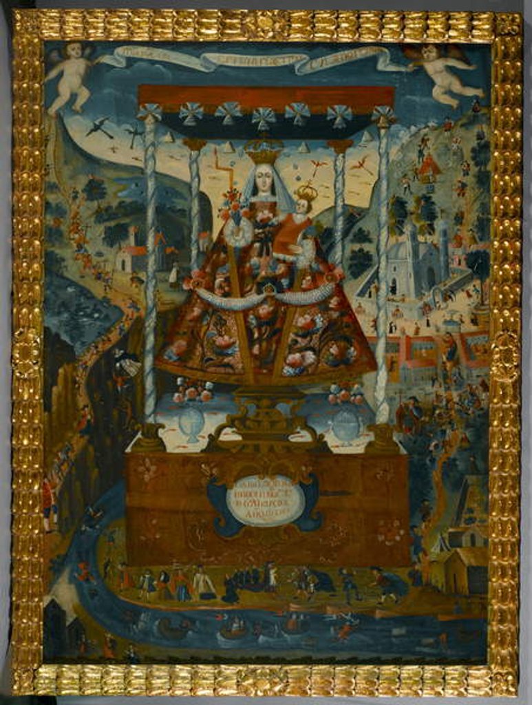 Detail of Our Lady of Cocharcas Under the Baldachin, Cuzco, 1765 by School Peruvian