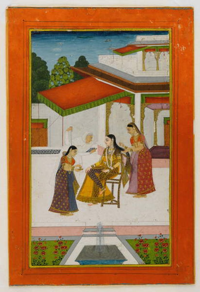 Detail of A lady receiving a messenger, mid 18th century by Indian School