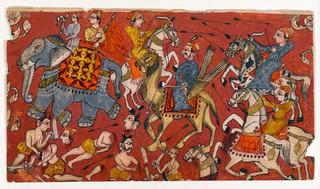Detail of Battle scene from a Bhagavata Purana series, c.1625-50 by Indian School