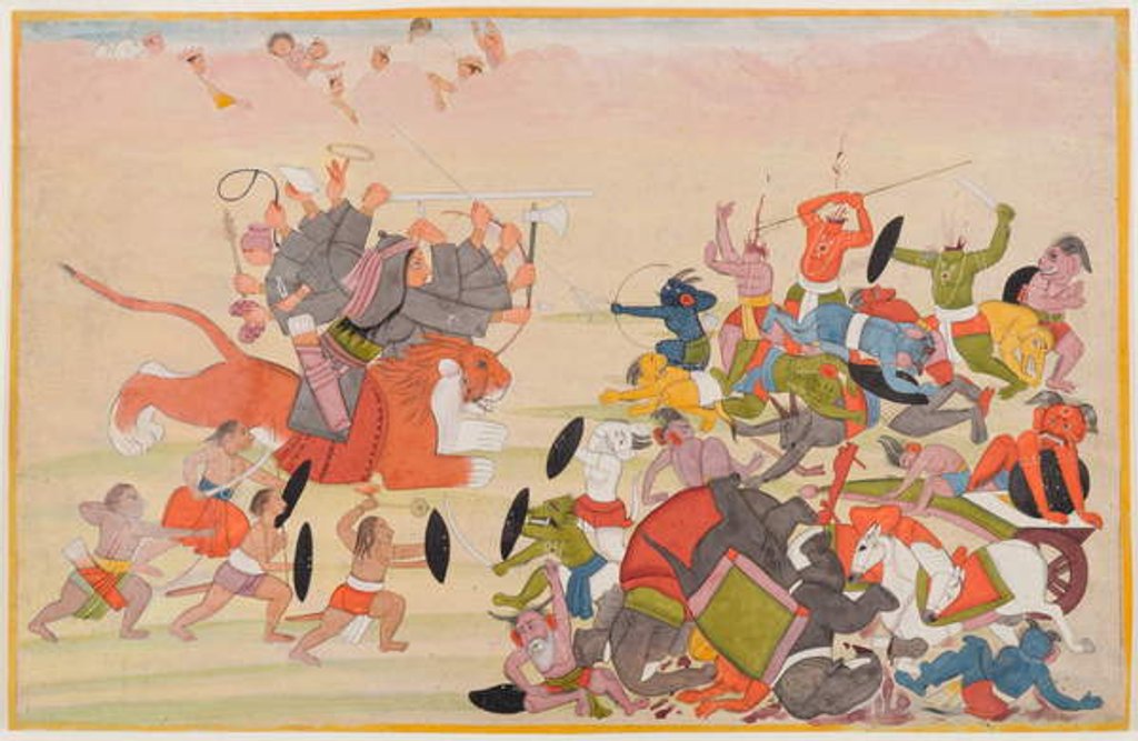 Detail of The Devi defeats Mahishasura, folio from a dispersed Devi Mahatmya series, c.1770-80 by Indian School