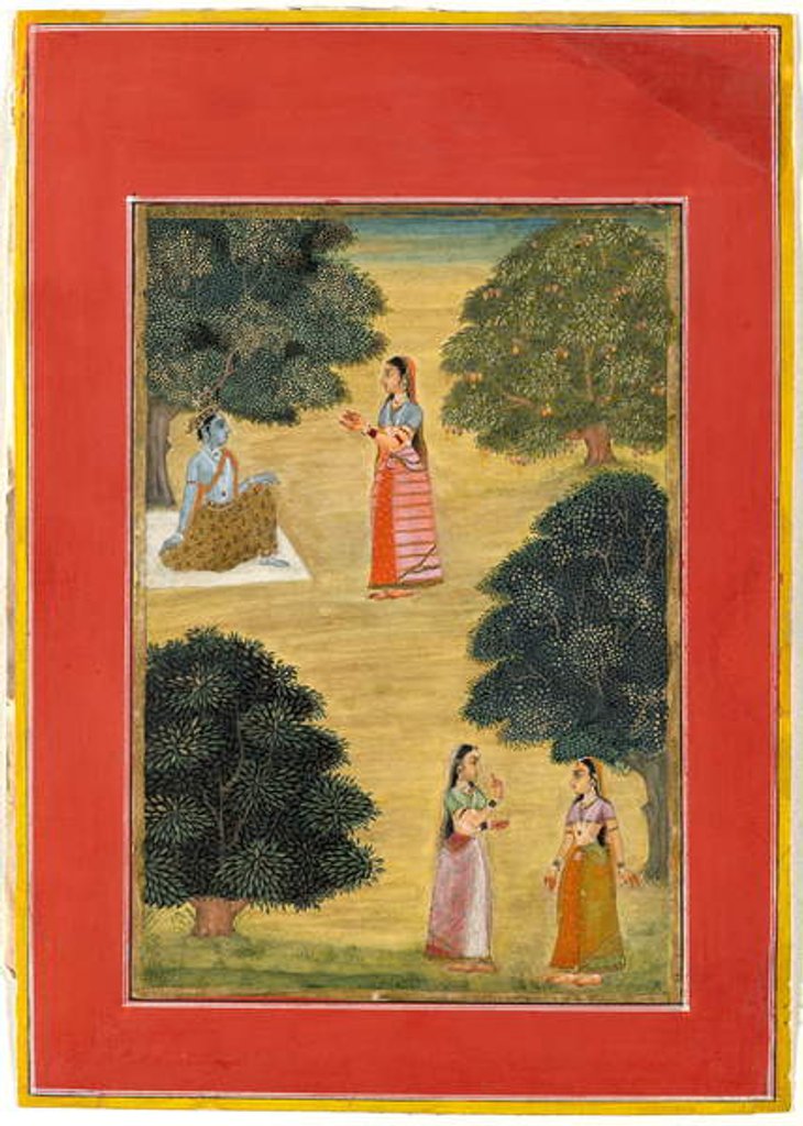 Detail of Krishna and Radha, 1684 by Ruknudin of Bikaner