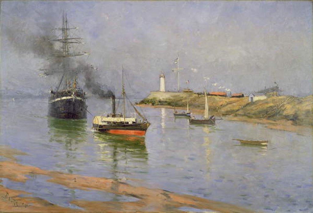 Detail of The Harbour at Honfleur, 1886 by Frank Myers Boggs