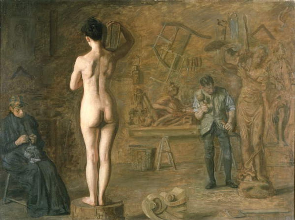 Detail of William Rush carving his Allegorical Figure of the Schuylkill River, 1908 by Thomas Cowperthwait Eakins