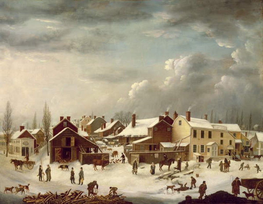 Detail of Winter Scene in Brooklyn, c.1817-20 by Francis Guy