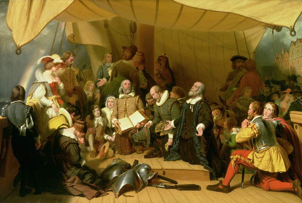Detail of Embarkation of the Pilgrims, 1620, 1857 by Robert Walter Weir